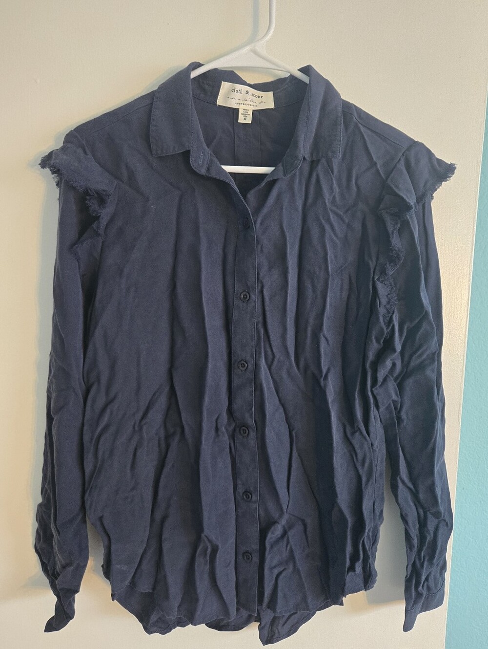 Cloth & Stone Anthropologie Navy Button-Down Long-Sleeve Shirt